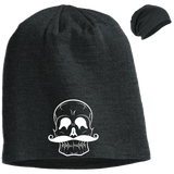 Invest In Living Artists™ Skull Slouch Beanie with white embroidery