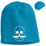 Invest In Living Artists™ Skull Slouch Beanie with white embroidery